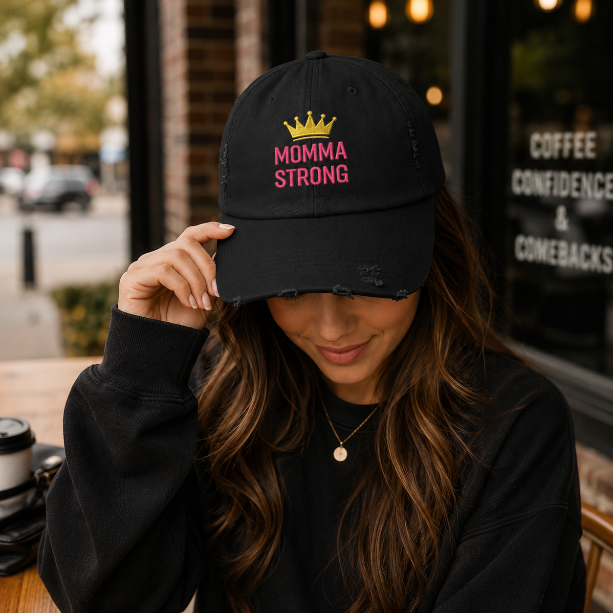 Momma Strong Distressed Cap
