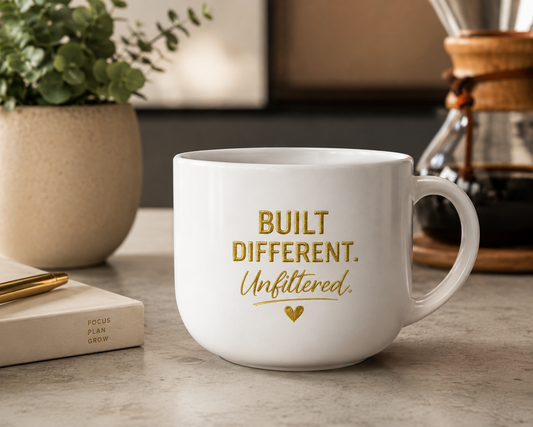 "Built Different. Unfiltered." Mug